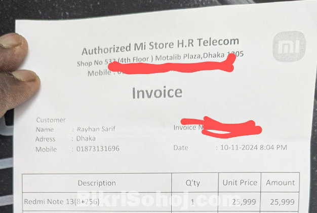 Redmi Note 13 Midnight Black 8GB RAM 256GB ROM